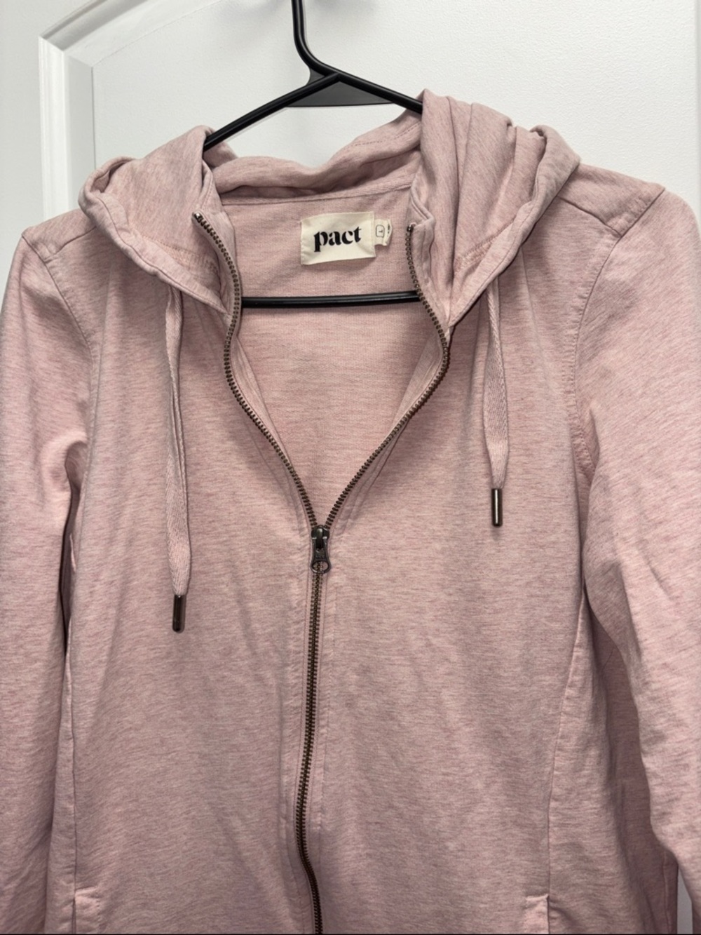 Pact Zip Up Hooded Sweatshirt Size Large Lightweight Jacket Pink - Picture 2 of 6